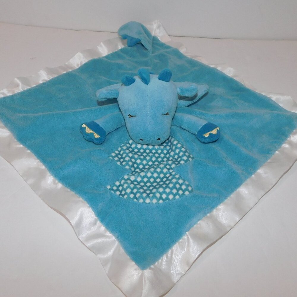 Douglas Lil Snuggler Blue White Dimitri Dragon Plush Security Blanket Baby lovey